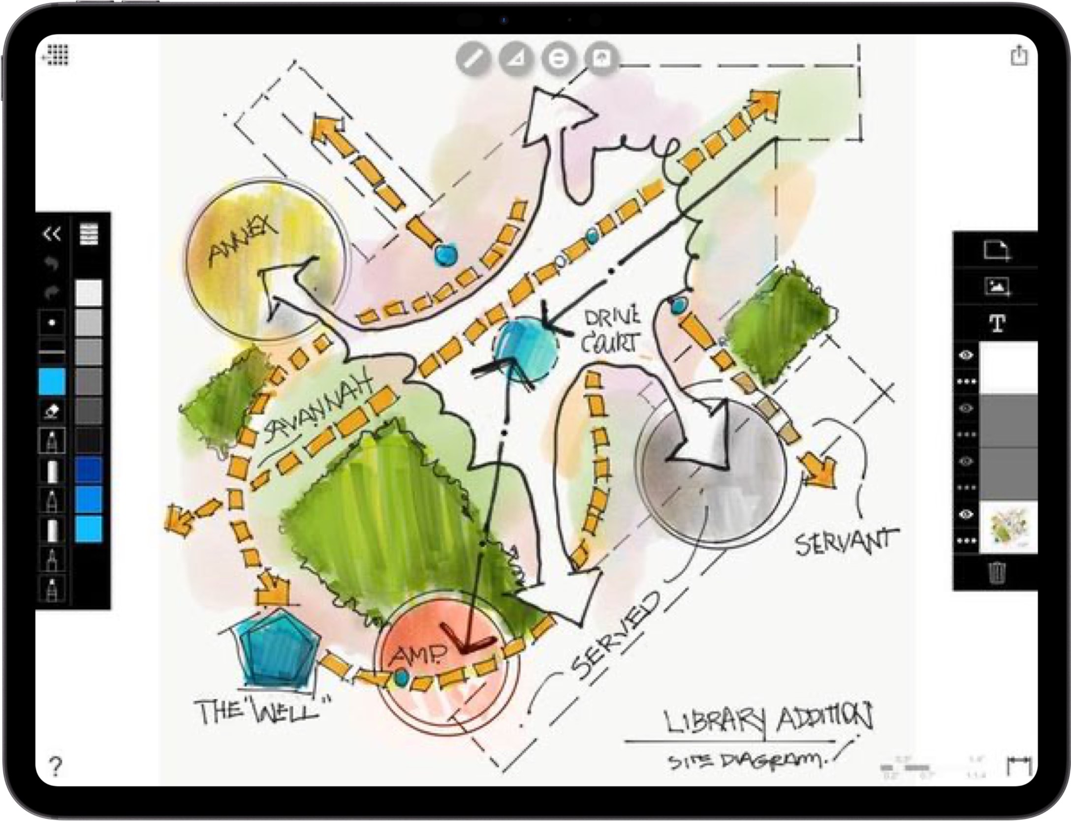 best App for architects _ iPad drawing for landscape design _  site analysis sketch