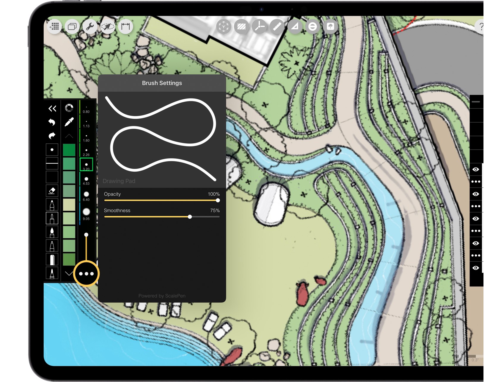 Morpholio Trace: Best iPad App for Architects, smooth curves site plan